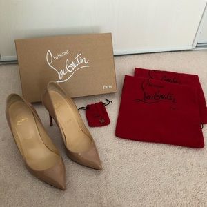 Christian Louboutin Pigalle Follies 100 Nude Patent Heels